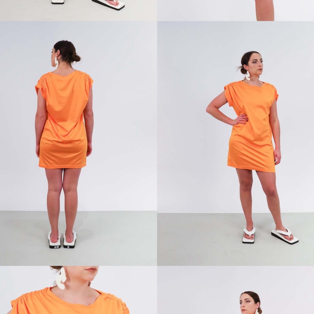 zero and maria cornejo jersey ruched muscle dress tangerine size large NWT